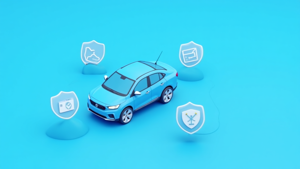 Abstract car with insurance icons