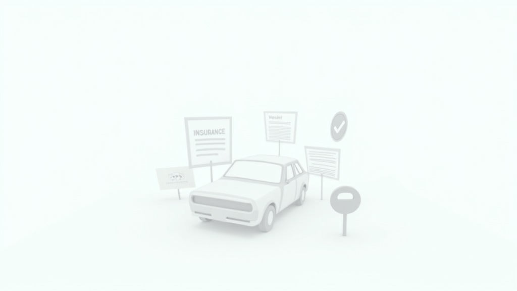 Illustration of a car with policy documents, keys, and insurance symbols around it